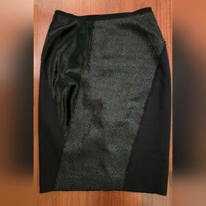 Elie Tahari Milano Mixed-Media Pencil Skirt in Black (US 6)